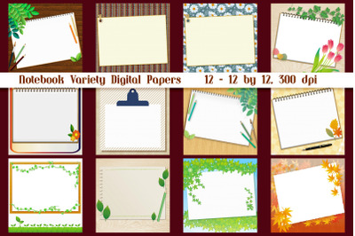 Notebook Variety Digital Papers, Notebook Mock up