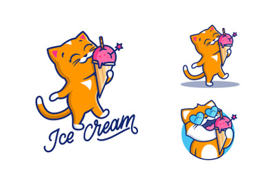 Ice Cream logo, funny cat