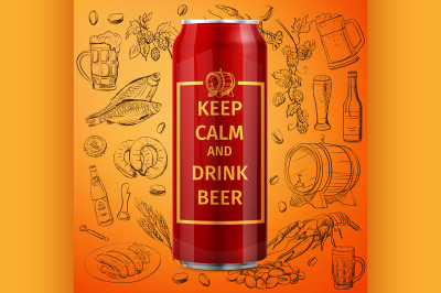 beer can vector illustration and hand drawing icon