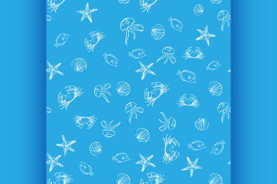 Hand drawn marine pattern