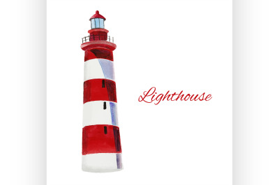 lighthouse. watercolor painting on white background