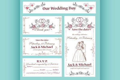 Wedding invitation&2C; thank you card&2C; save the date cards.