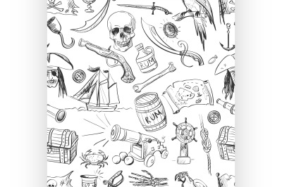 Pirates pattern. Hand drawn