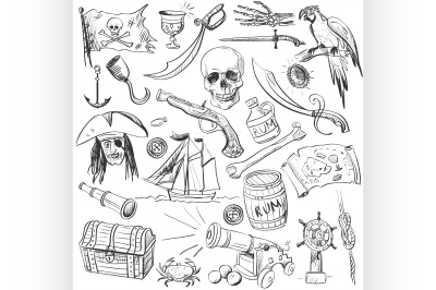 Pirates set. Hand drawn