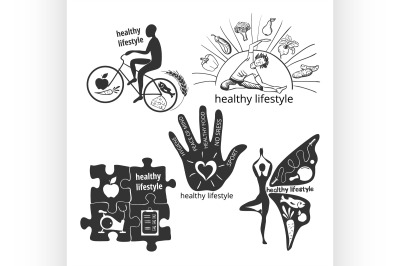 Set of icons healthy lifestyle