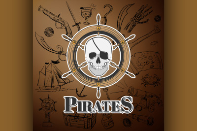 skull pirate and Hand drawn icon