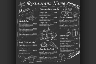 Menu Seafood restaurants