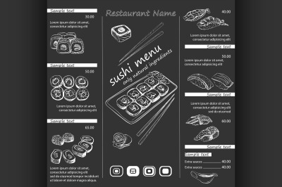 vector illustration of a sushi menu template