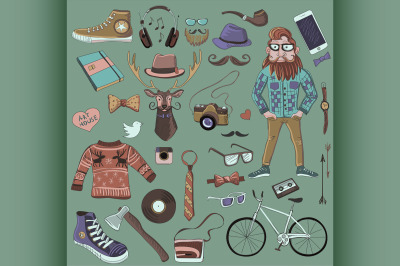 Colored hand-drawn Hipster style