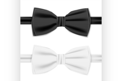 Realistic white and black bow tie