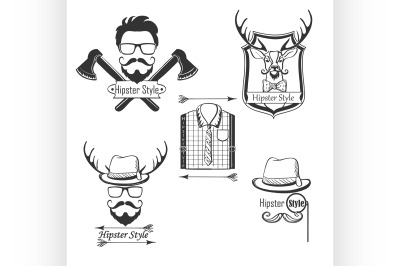 Set of Hipster style logos,badges, labels and design elements.