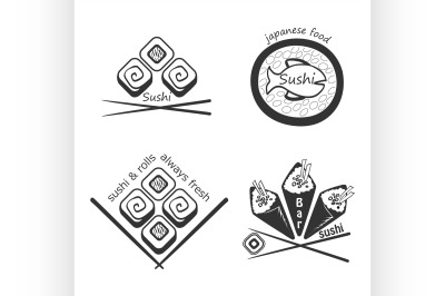 Set of sushi logos,badges, labels and design elements.