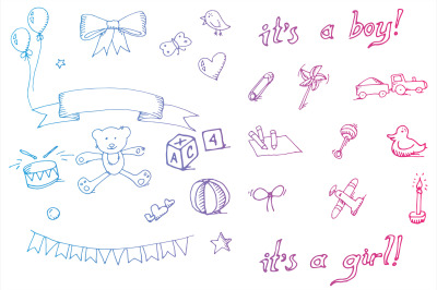 doodle baby icon sets