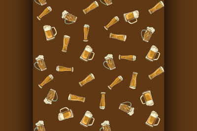 doodle beer glasses pattern