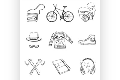 hand-drawn Hipster style icon set