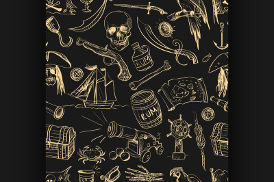 Pirates pattern. Hand drawn