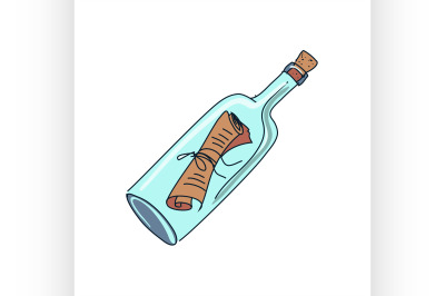 doodle bottle with a note