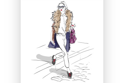 Model fashion. Sketch.