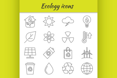 Outline icons set. Ecology