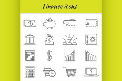 Outline icons set. Finance icon