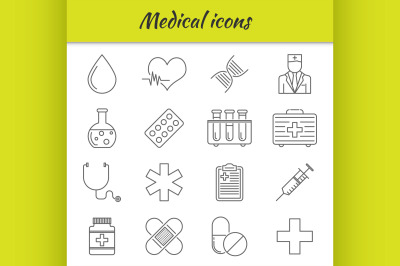 Outline icons set. Medical icon