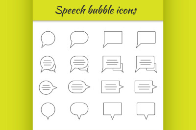 Outline icons set. Speech bubbles