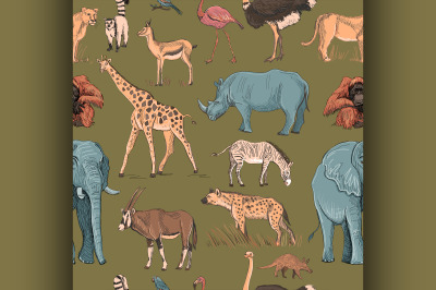 Seamless animal planet pattern