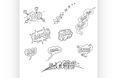 Vector Set of Sketch Comics Phrases and Effects