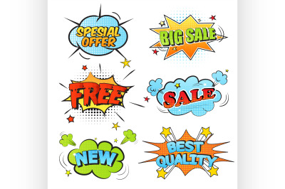 Set of cartoon labels