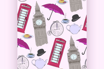 Vector hand drawn London pattern