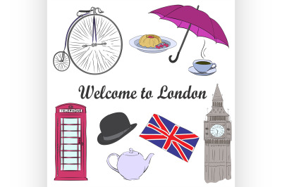 Vector hand drawn London set