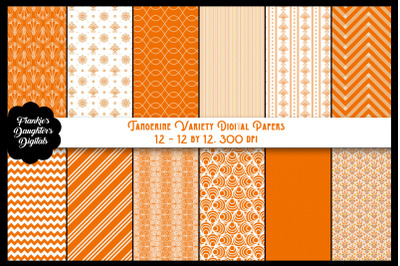 Tangerine Variety Digital Papers, Shabby Chic
