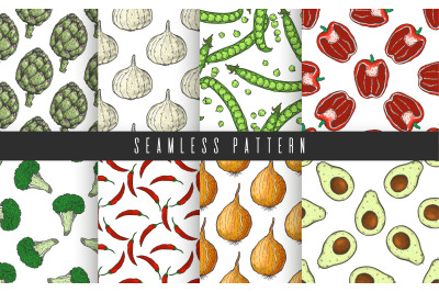 Seamless pattern vegetable set