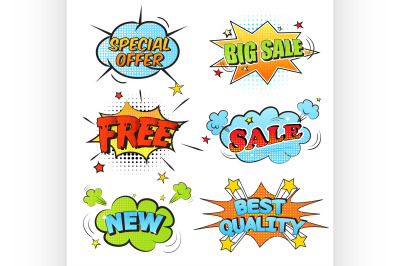 Set of cartoon labels