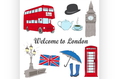 Vector hand drawn London set