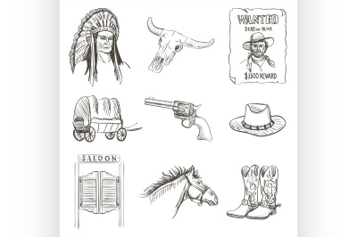 Wild west icon&2C; western wanted cowboy poster