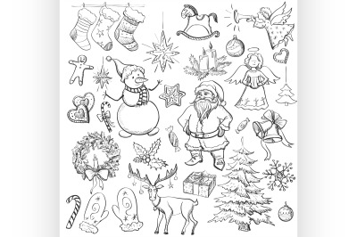 Hand drawn Christmas and New year elements