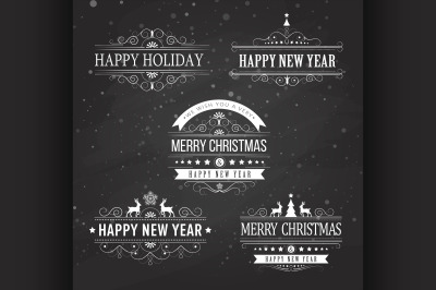 Christmas decoration collection of calligraphic and typographic elemen