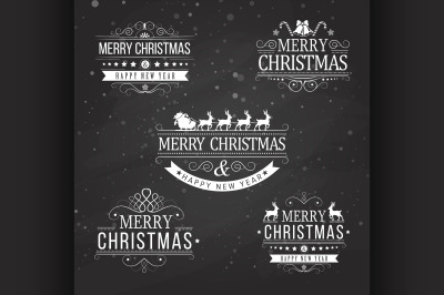 Christmas decoration collection of calligraphic and typographic elemen