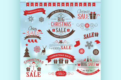 Christmas sale design set - labels, emblems