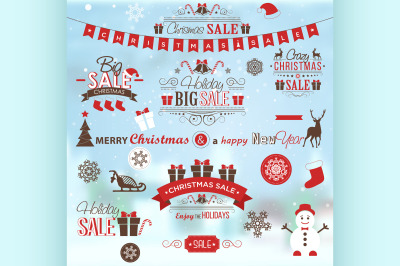 Christmas sale design set - labels, emblems