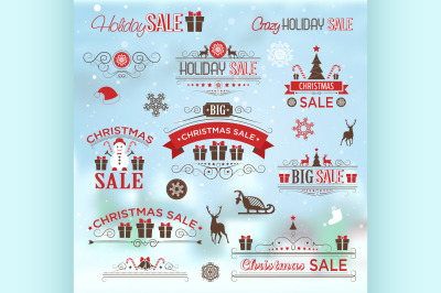 Christmas sale design set - labels, emblems