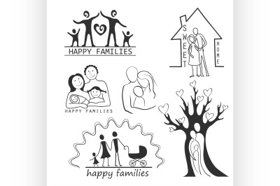 Family Icons Set Editable For Your Design