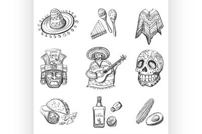 Set of Mexico vector illustrations