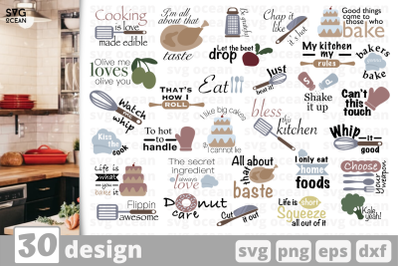 30&nbsp;KITCHEN QUOTES&nbsp;svg bundle, quotes cricut svg