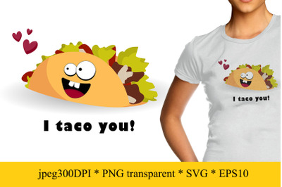 Tacos fast food character SVG, PNG, JPEG, EPS Mexican cuisine