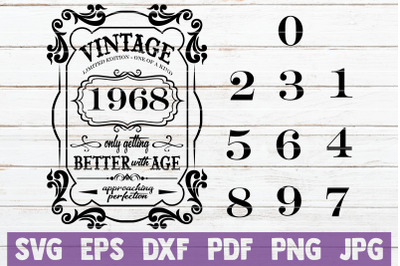 Vintage Birth Year With Numbers SVG Cut Files