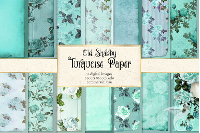 Old Shabby Turquoise Paper Textures