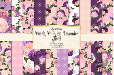 Peach Pink and Lavender Digital Paper