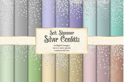 Soft Shimmer Silver Confetti Digital Paper